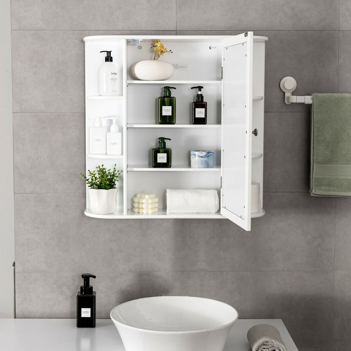 3-Tier Mirrored Wall Mounted Bathroom Cabinet-White