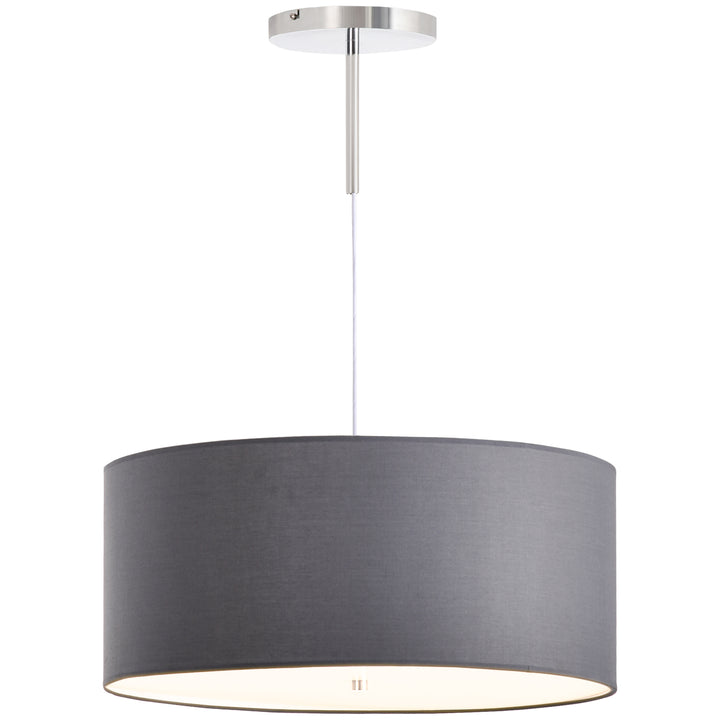Modern LED Pendant Light Chandelier with Three Lighting Modes Metal Round Base for Living Room, Bedroom, Office, Entrance, Grey, 59 x 59 x 44cm