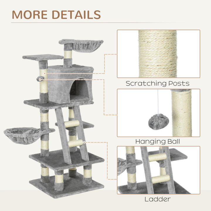 Plush Cat Tree with Sisal Scratching Post - Light Gray
