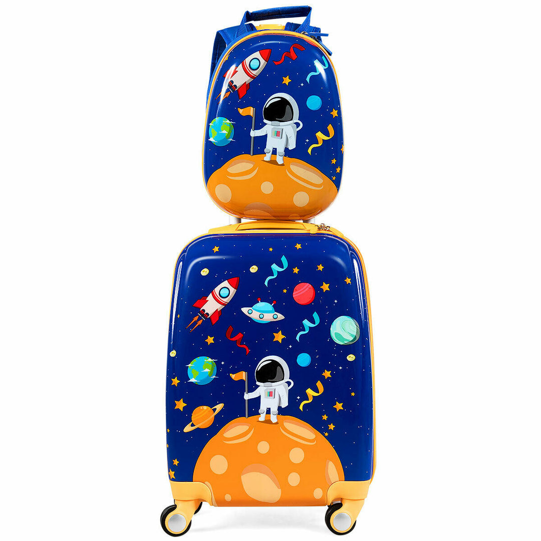 ABS Kids Backpack Luggage Set Children Suitcase Travel Schoo-Navy