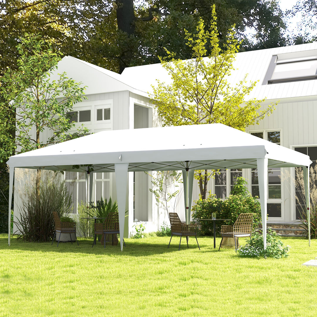 Outsunny Pop Up Gazebo, Double Roof Foldable Canopy Tent, Wedding Awning Canopy w/ Carrying Bag, 6 m x 3 m x 2.65 m, White