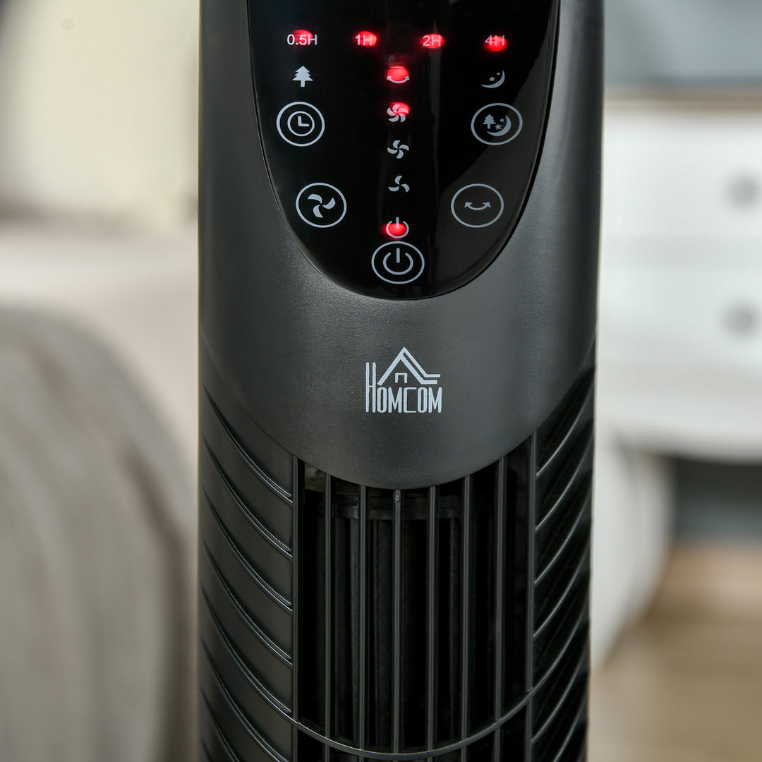 Tower Fan Oscillating 3 Speeds 3 Winds 40W w/ Remote Control Timer Moving Head Quiet Operation Home Office Bedroom Black - 78.5H cm