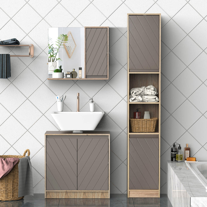 MDF Wall Mounted Bathroom Cabinet w/ Mirror