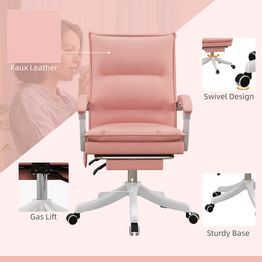 Vinsetto Vibration Massage Office Chair with Heat, Faux Leather Computer Chair, Pink