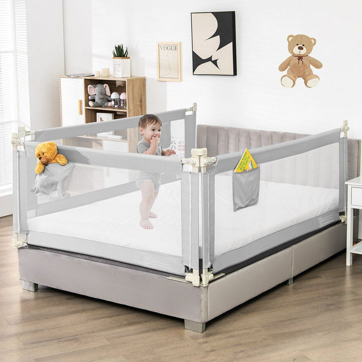 Infant Safety Bed Guardrail with Anti-Collision Cotton- Grey
