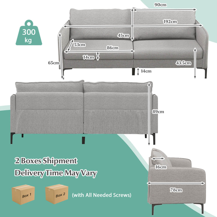 Modern Loveseat 3-Seater Upholstered Sofa-Grey