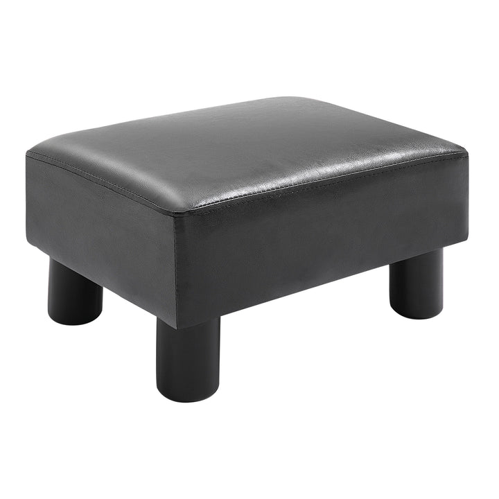 PU Leather Footstool Foot Rest Small Seat Foot Rest Chair - Black