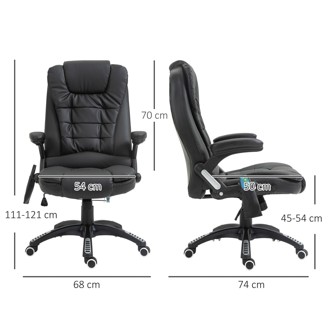 Massage Chair with Heat, High Back PU Leather Executive Office Chair W/ Tilt and Reclining Function, Black