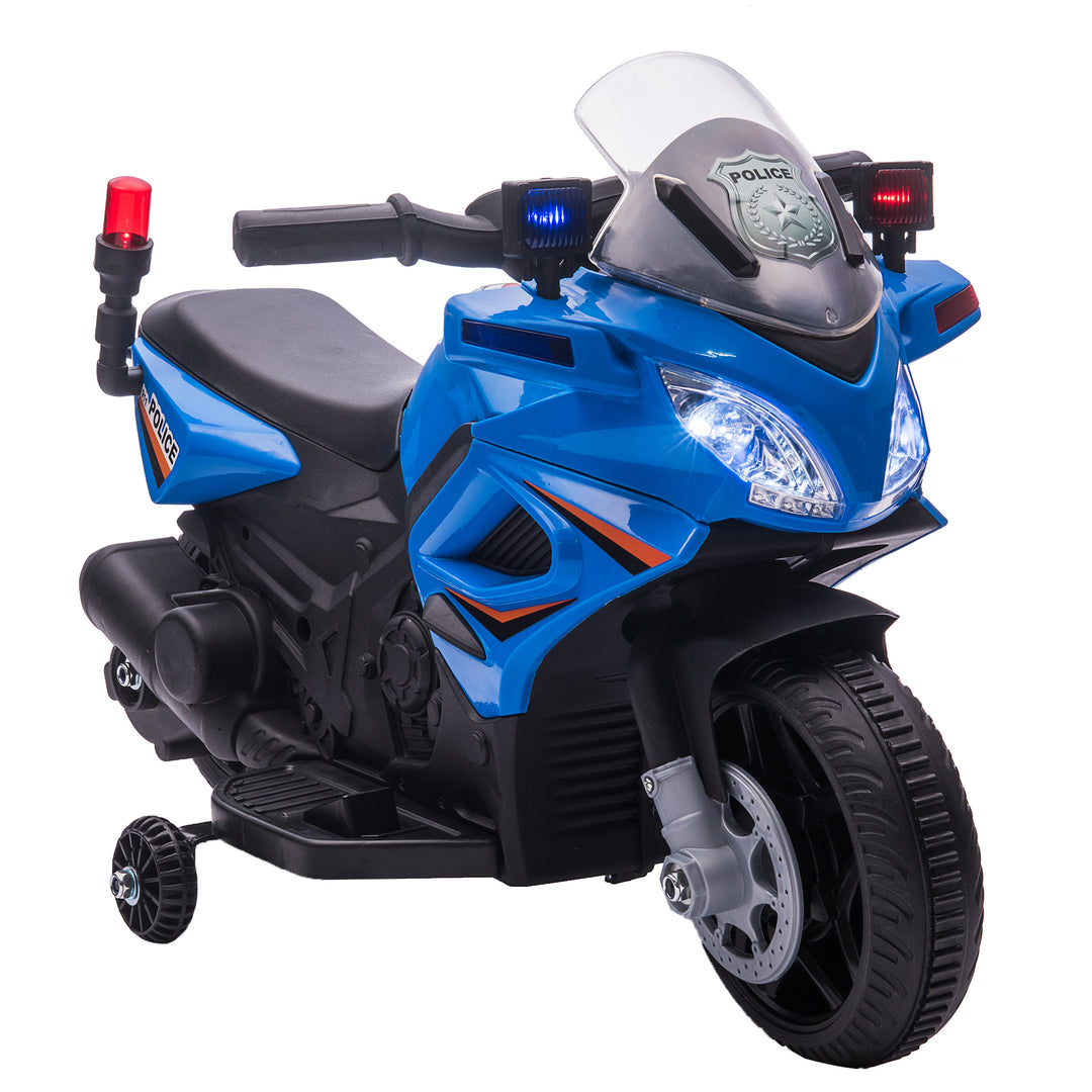 Kids 6V Electric Ride On Motorcycle Police Car Toy for 18 - 36 months Blue