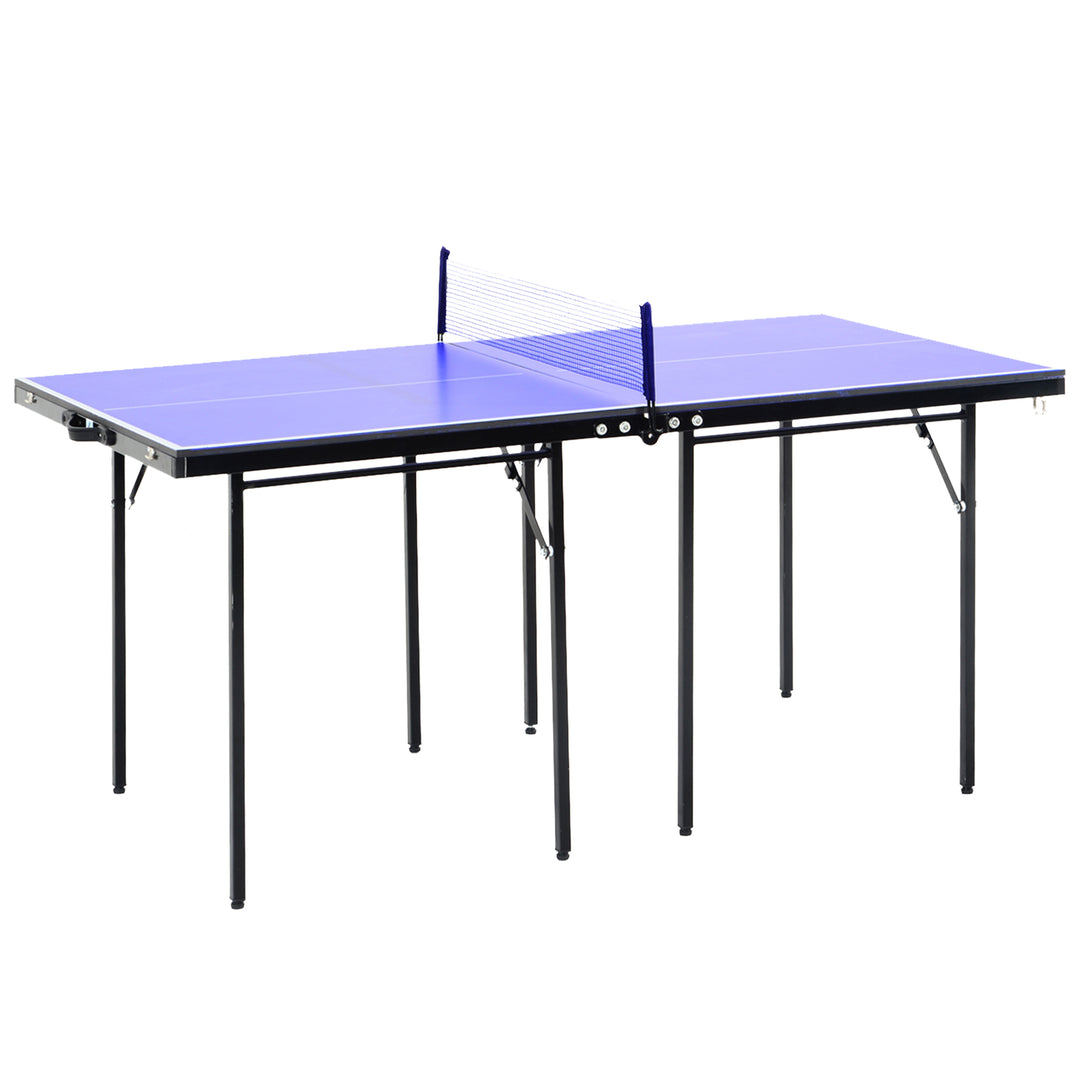 Folding Mini Compact Table Tennis Top Ping Pong Table Set Professional Net Games Sports Training Play Blue