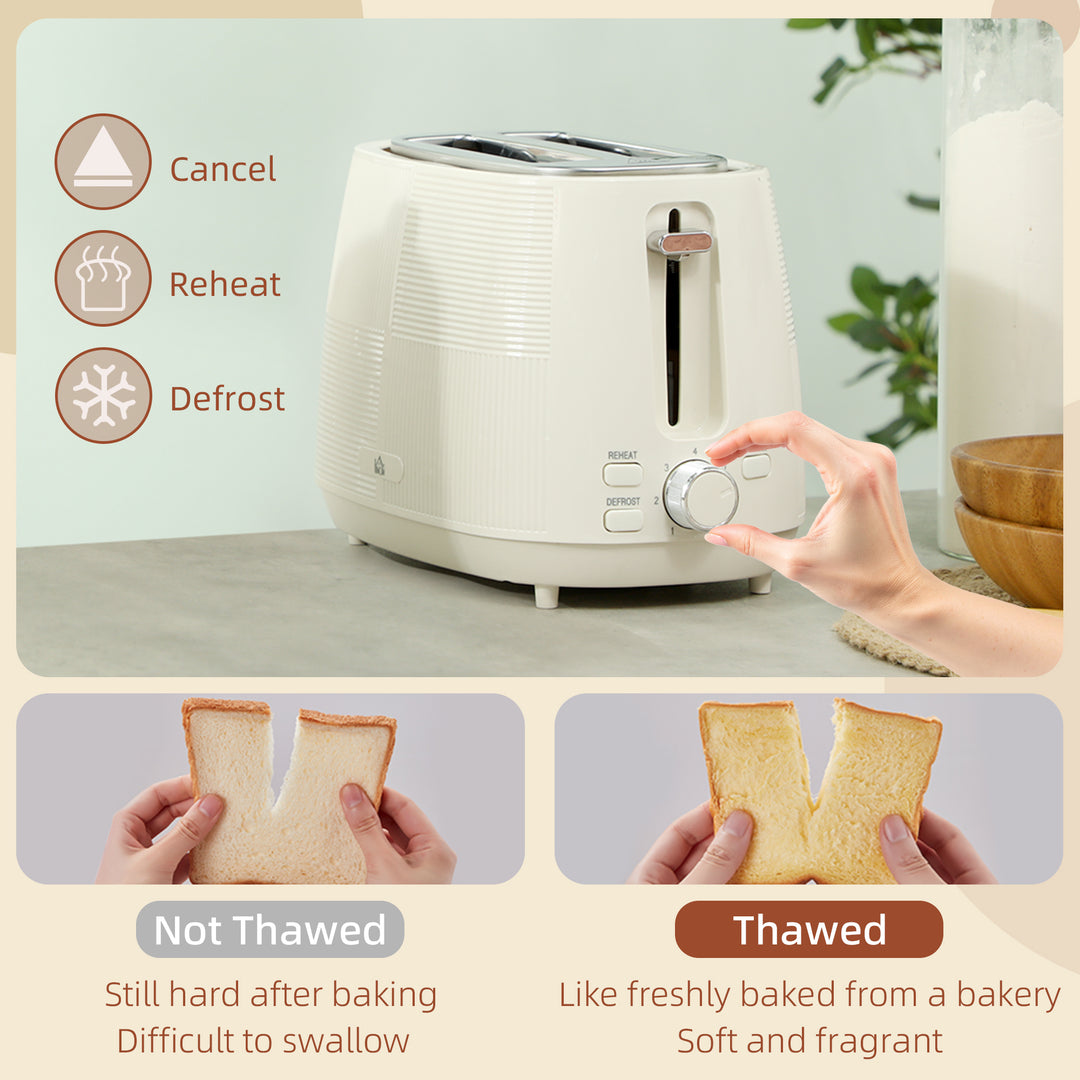 Kettle and Toaster Set, 1.7L 3000W Fast Boil Kettle & 2 Slice Toaster Kitchen Set, Defrost, Reheat, Boil-dry Protection, Cream White