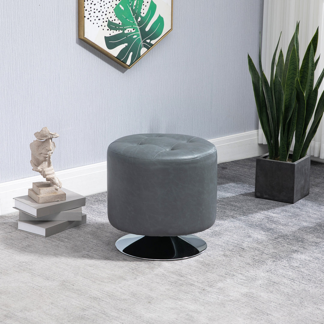 360 Swivel Foot Stool Ottoman with Steel Base, Grey