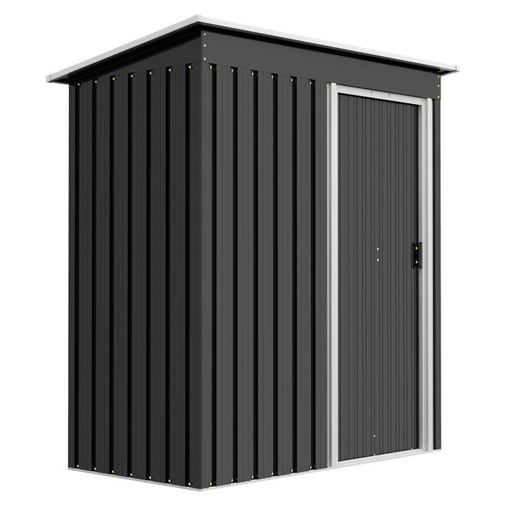 Outsunny 2 x 3ft Garden Storage Shed with Sliding Door and Sloped Roof Outdoor Equipment Tool Backyard, Black