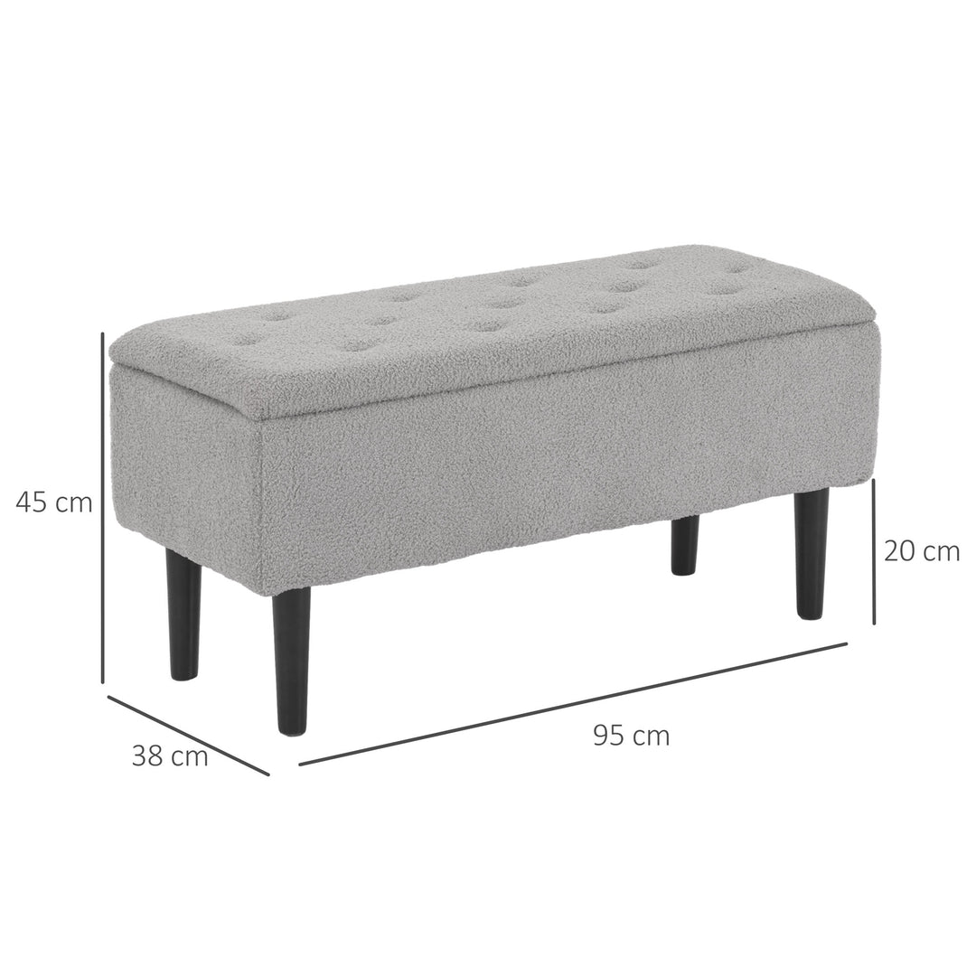 Modern Storage Ottoman Box with Wooden Legs, Grey