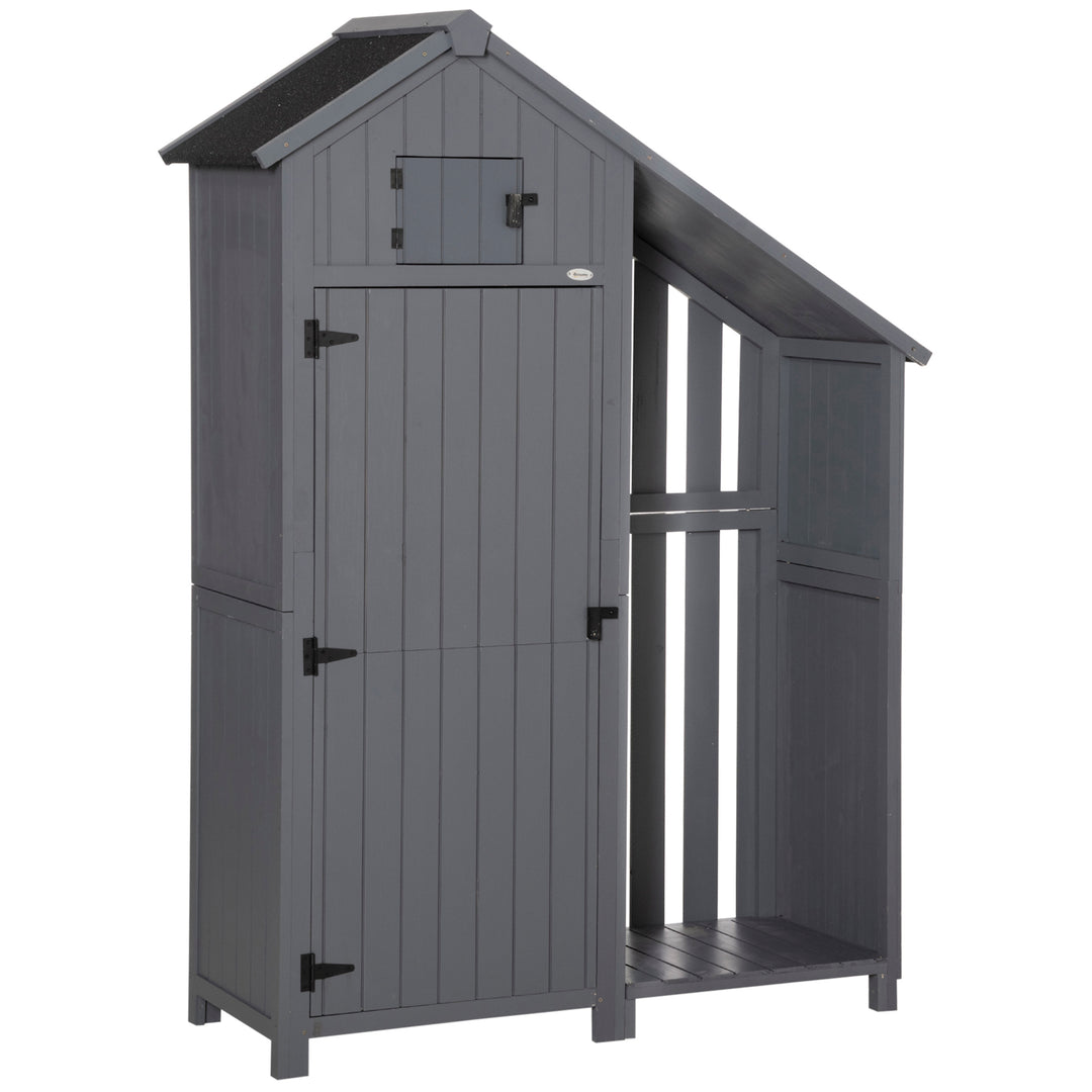 Garden Outdoor Storage Shed w/ 3 Shelves and Tilt Roof-Grey