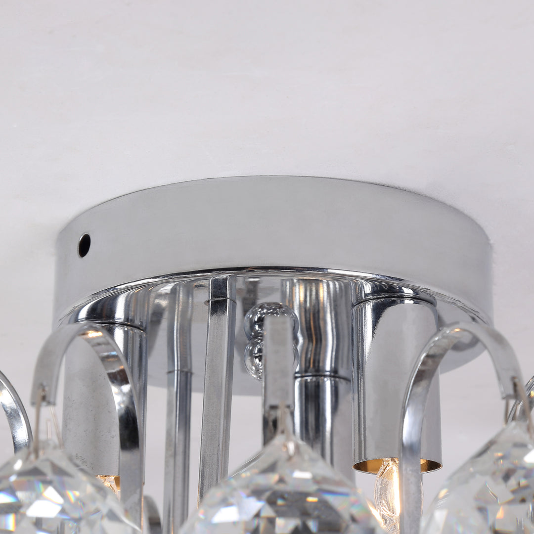 Crystal Ceiling Lamp Chandelier Hallway Flush Mount Pendant 3 Light Ф30cm Silver