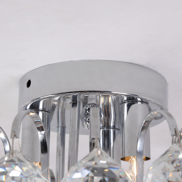 Crystal Ceiling Lamp Chandelier Hallway Flush Mount Pendant 3 Light Ф30cm Silver