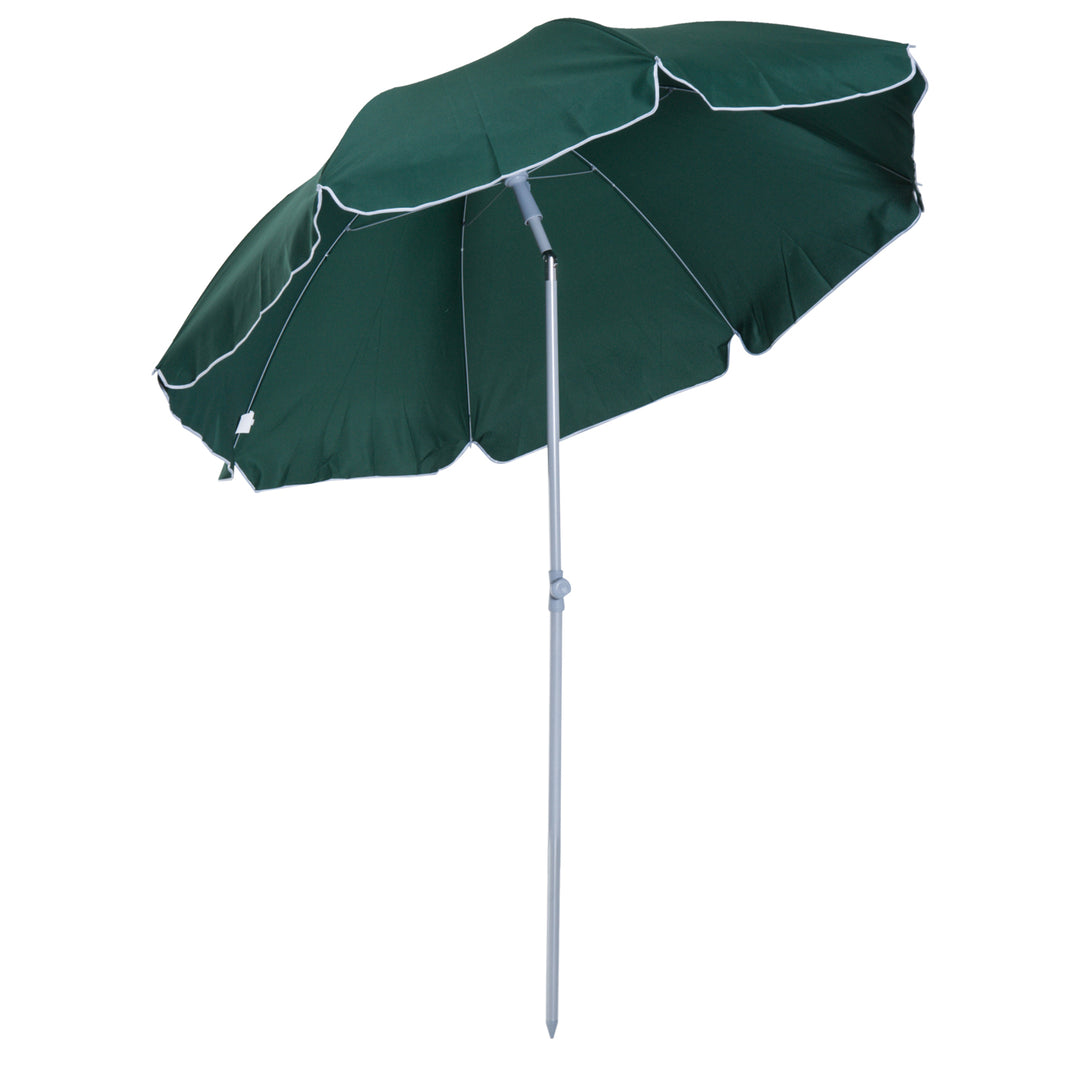 Outsunny Beach Umbrella Parasol,φ2.2m, Steel-Dark Green