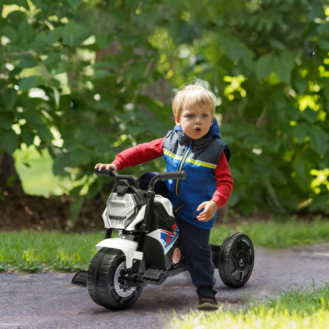 Motorcycle Design 3 in 1 Toddler Trike, Balance Bike-White