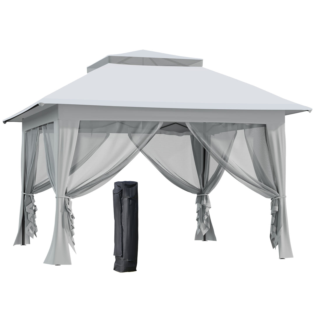 Foldable Pop-up Party Tent Instant Canopy Sun Shade Gazebo Shelter Steel Frame Oxford w/ Roller Bag, 3.6 x 3.6 x 2.9(m)