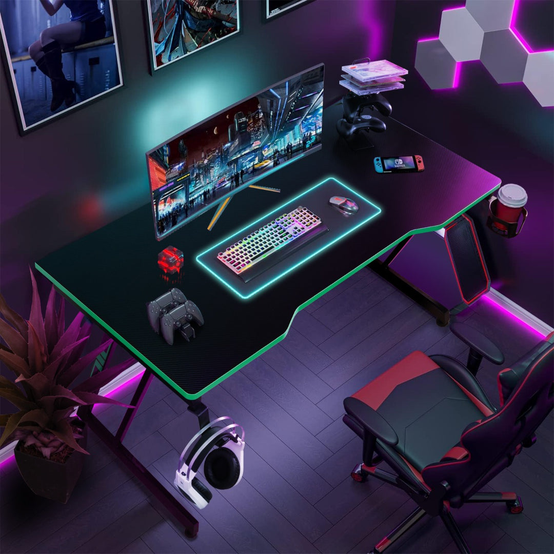 Computer Desk with Headphone Hook-Green