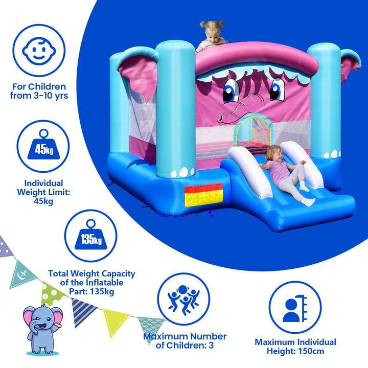 Inflatable Kids Bounce House with Slides and Basketball Rim