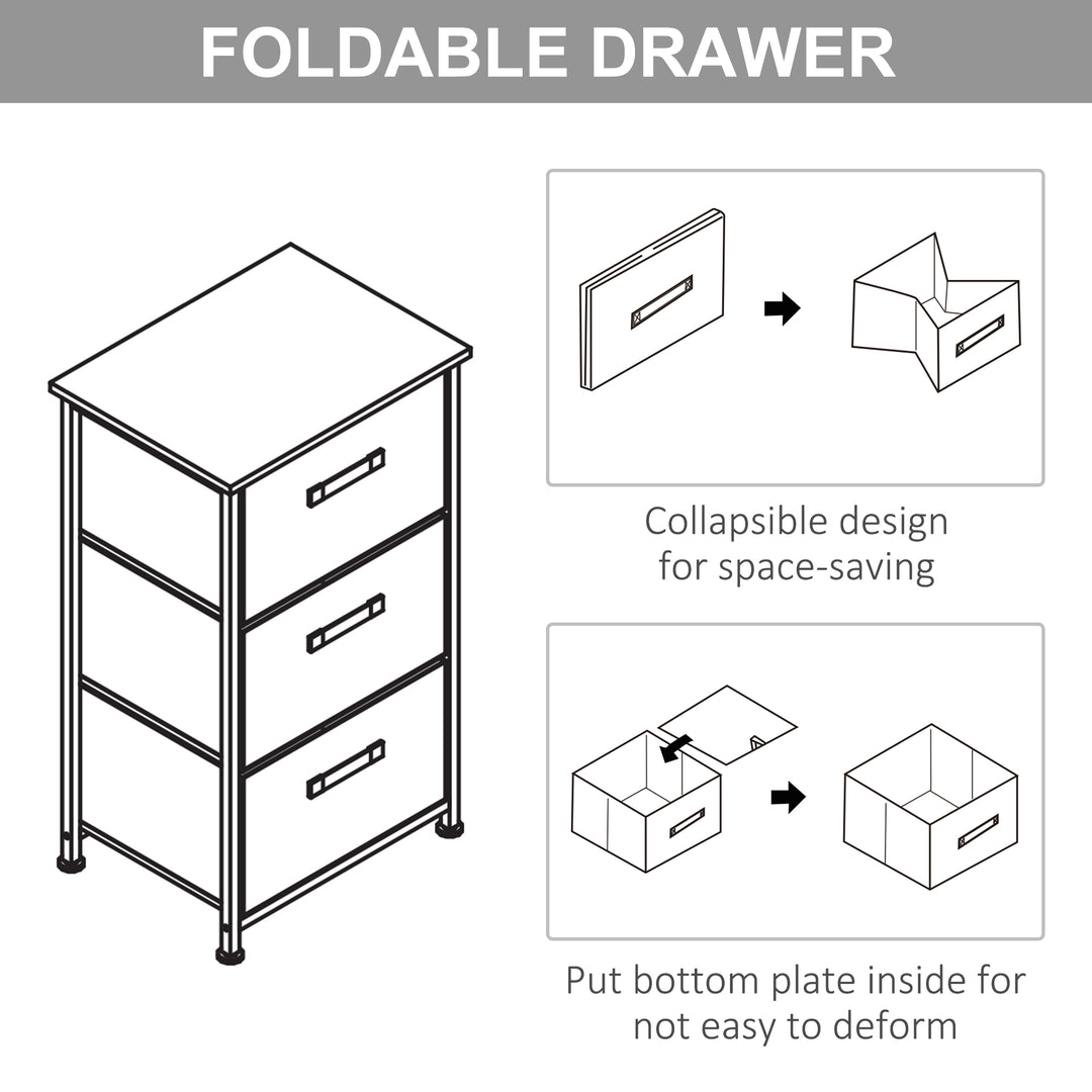 Vertical 3-Tier Linen Drawer Cabinet Organizer Storage Dresser Tower with Metal Frame Adjustable Feet for Living Room, Bathroom, Kitchen