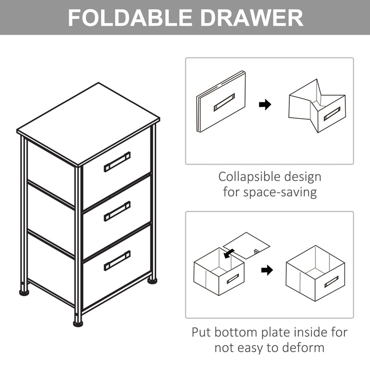 Vertical 3-Tier Linen Drawer Cabinet Organizer Storage Dresser Tower with Metal Frame Adjustable Feet for Living Room, Bathroom, Kitchen
