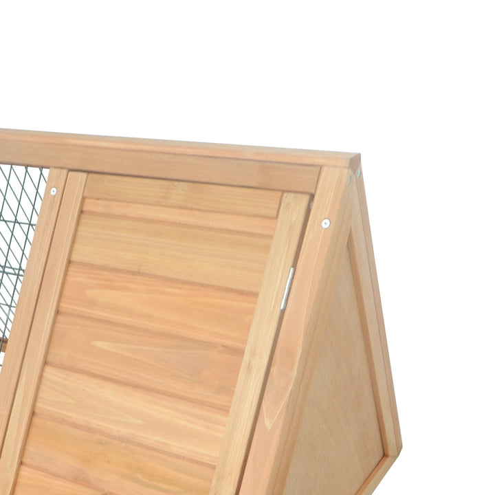 PawHut Wooden Rabbit Cage Small Animal Hutch w/ Outside Area - Yellow
