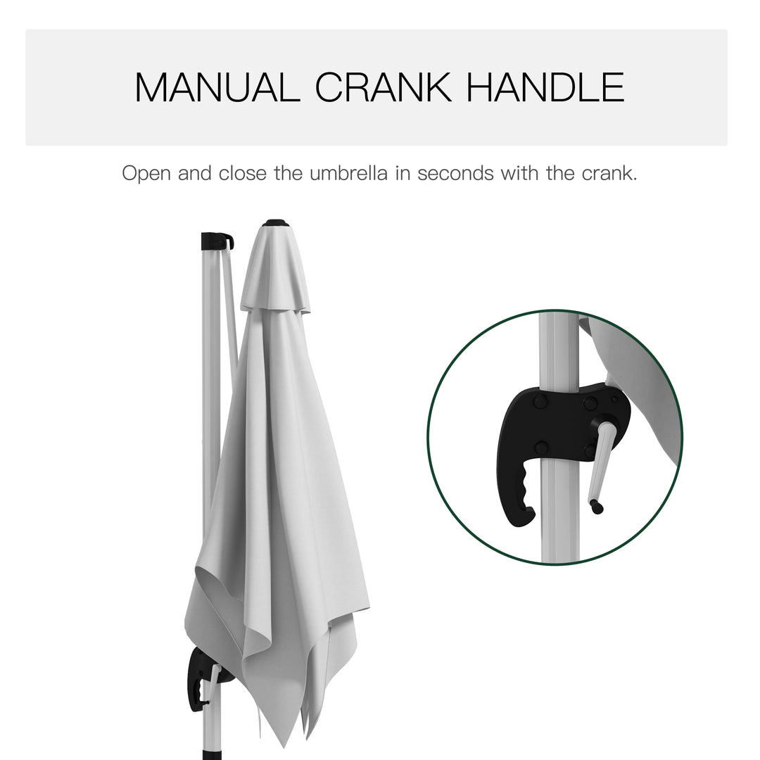 3m Cantilever Roma Parasol Aluminium Frame 360 Rotation Hanging Parasol with/ Cross Base White