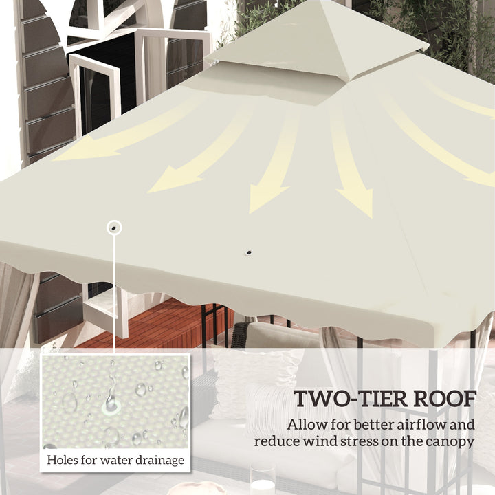 3 x 3 (m) Gazebo Canopy Replacement Covers, 2-Tier Gazebo Roof Replacement (TOP ONLY), Cream White