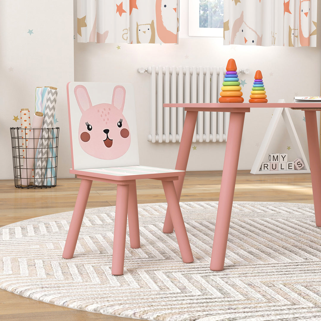 Kids and Table Chairs, Desk with Two Chairs - Ages 3-6 Years - Pink