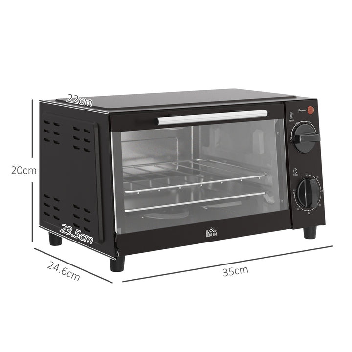 Convection Mini Oven, 9L Countertop Electric Grill, Toaster Oven with Adjustable Temperature, Timer, Baking Tray and Wire Rack, 750W