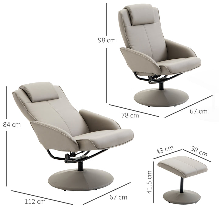 HOMCOM Adjustable PU Leather Recliner Swivel Executive Reclining Chair High Back Armchair Lounge Seat with Footrest Stool