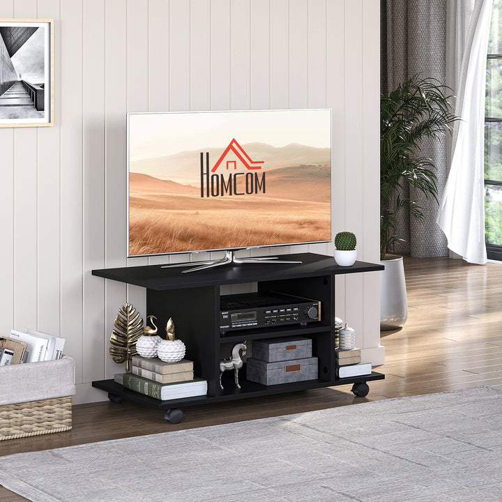 HOMCOM TV Stand W/ Shelves -Black