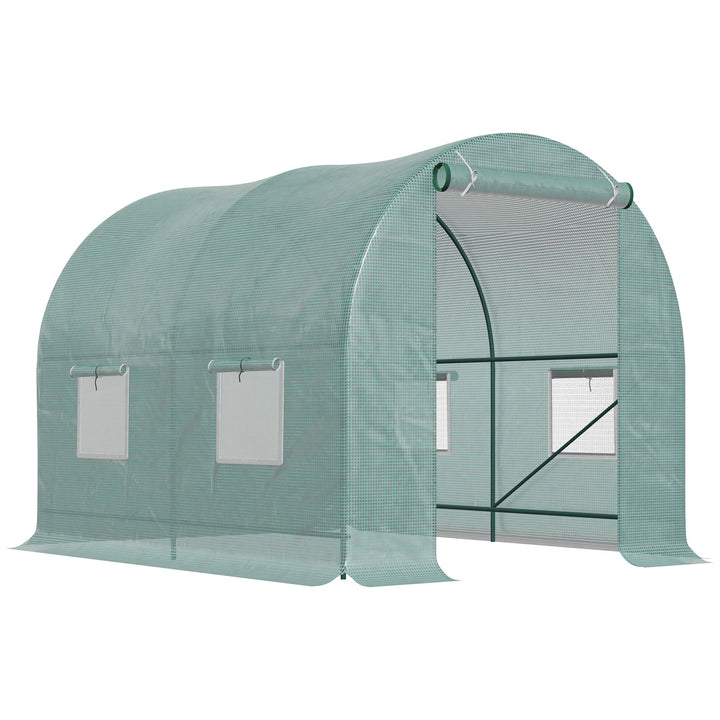 Walk-In Greenhouse Reinforced Polytunnel Greenhouse Garden Plants Grow Waterproof Cover Galvanised Base w/ Slide Door, 2.5 x 2 m