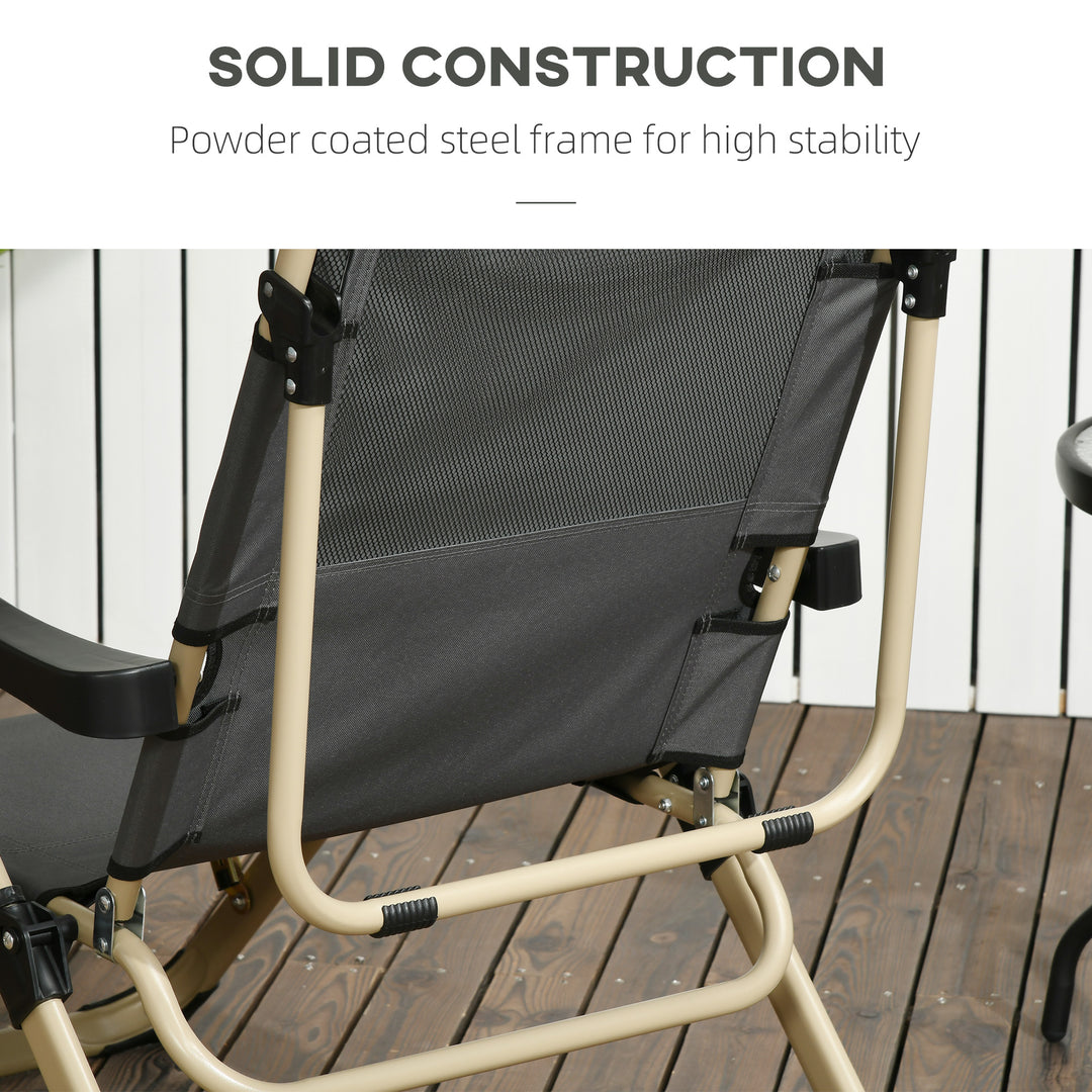 Outdoor Reclining Sun Lounger Chair, Folding Garden Recliner with Cushion