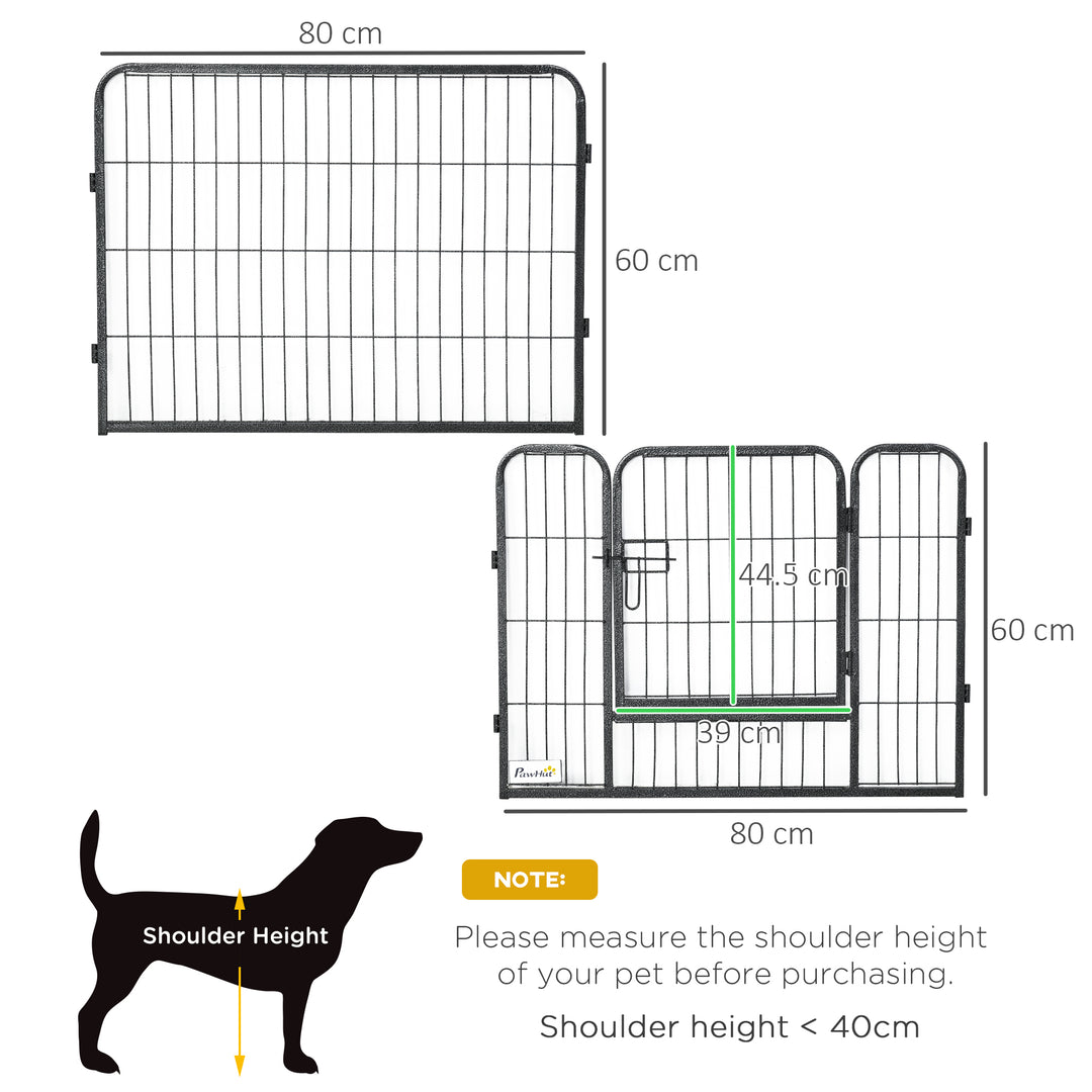 Heavy Duty Pet Playpen, 12 Panels Puppy Foldable Steel Dog Exercise Fence, with 2 Doors Locking Latch, 80 x 60 cm