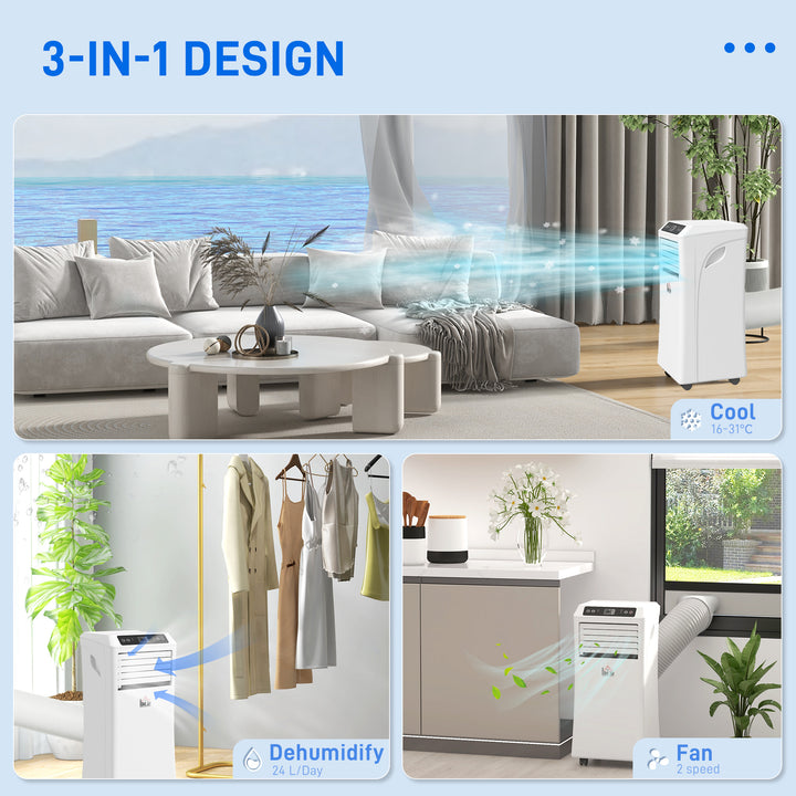 Mobile Air Conditioner with Remote Control, Timer, Cooling Dehumidifying Ventilating, LED Display White - 1003W