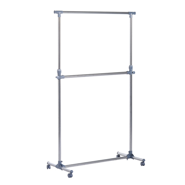 Heavy Duty Clothes Hanger Garment Rail Hanging Display Stand Rack w/ Wheels Adjustable