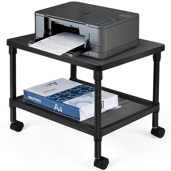 2/3-Tier Height Adjustable Mobile Printer Stand-2-Tier