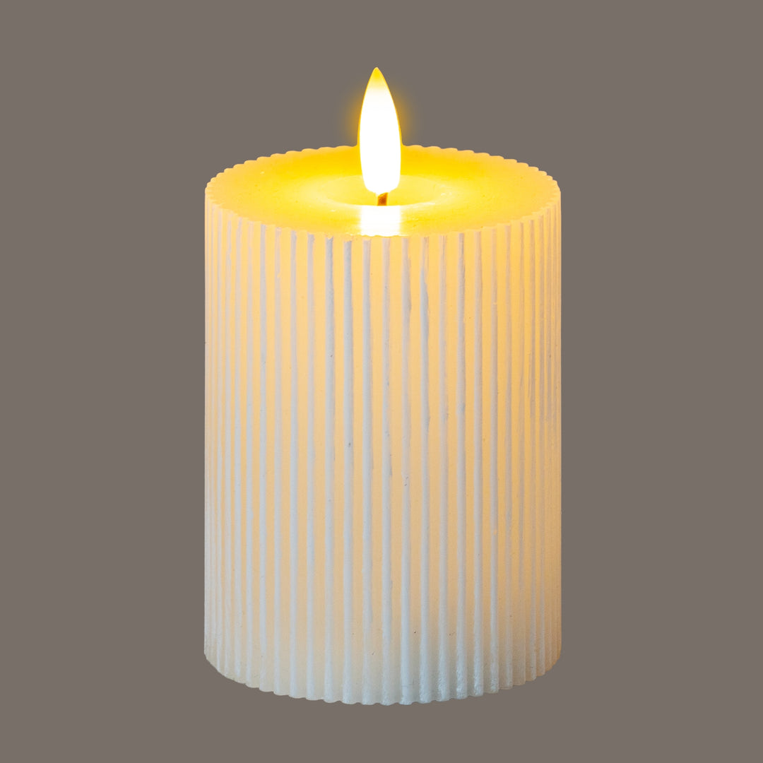 Natural Glow 3x4 Textured Ribbed LED Candle