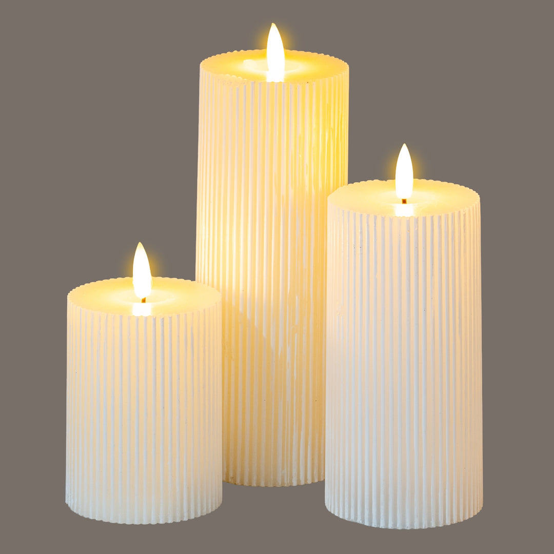 Natural Glow 3x4 Textured Ribbed LED Candle