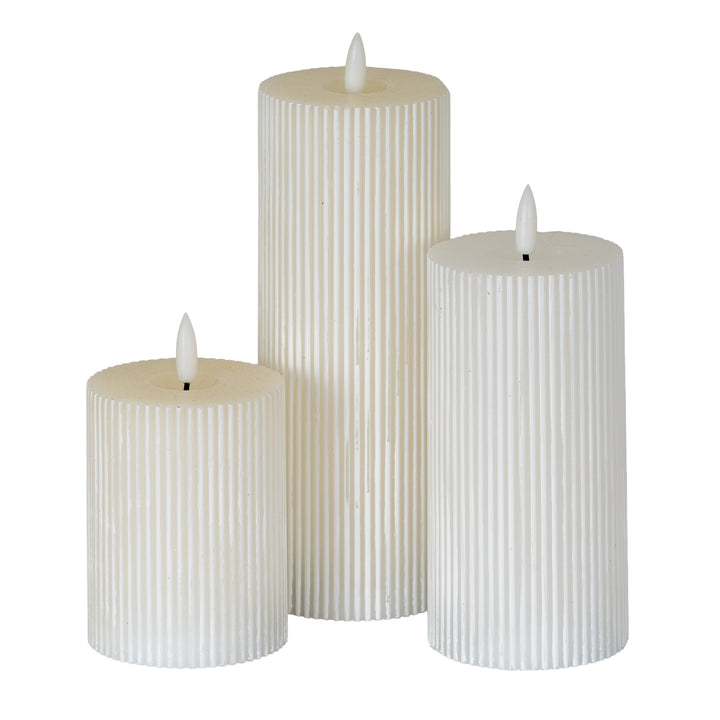 Natural Glow 3x6 Textured Ribbed LED Candle