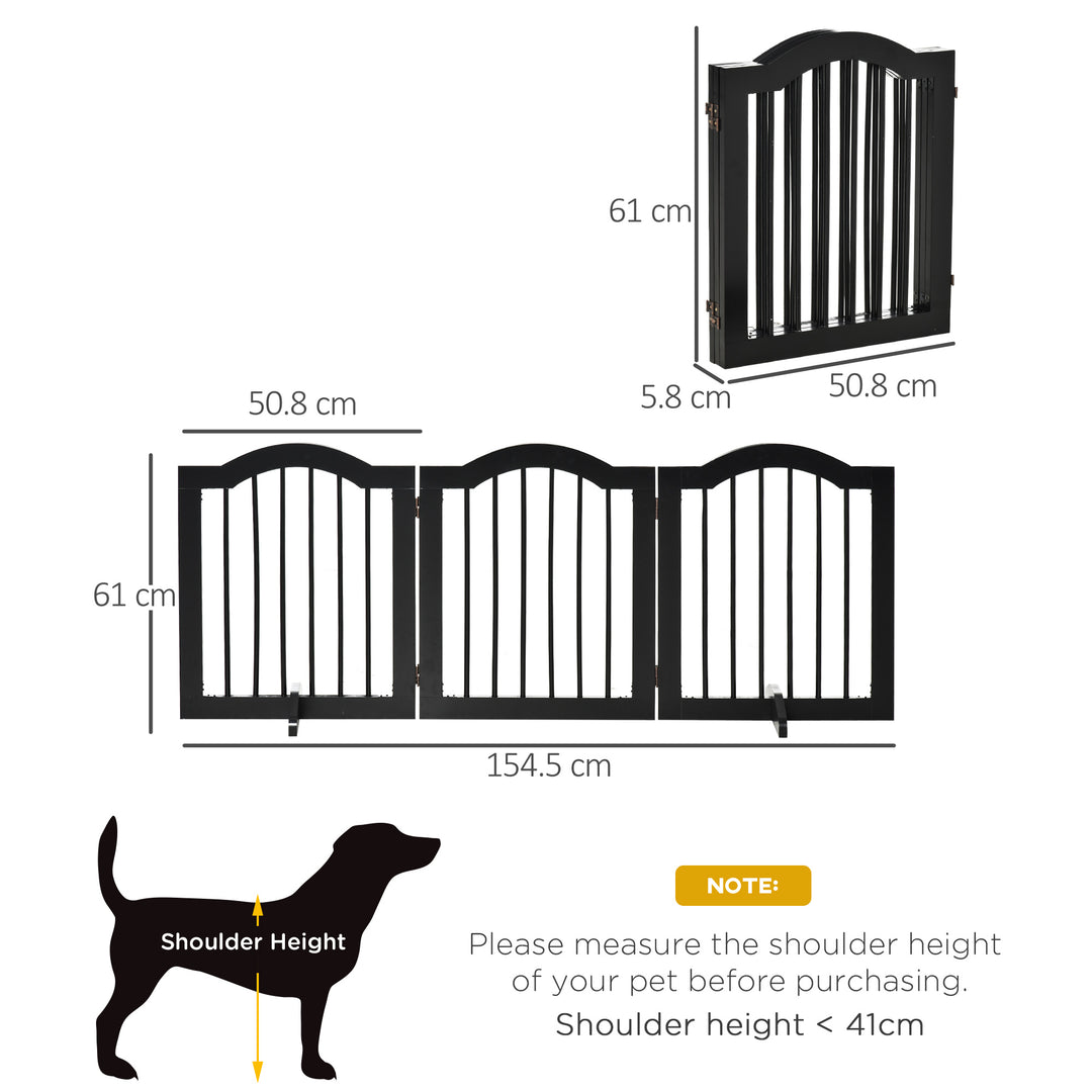 PawHut Wooden Foldable Small Sized Dog Gate Stepover Panel with Support Feet Pet Fence Freestanding Safety Barrier for the House Doorway Stairs Black