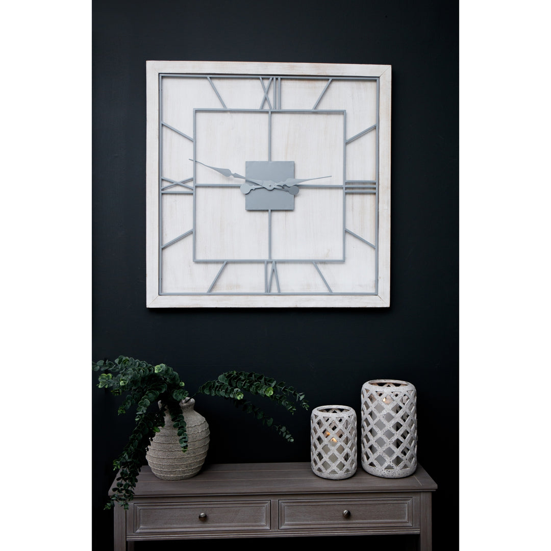 Williston White Square Large Wall Clock