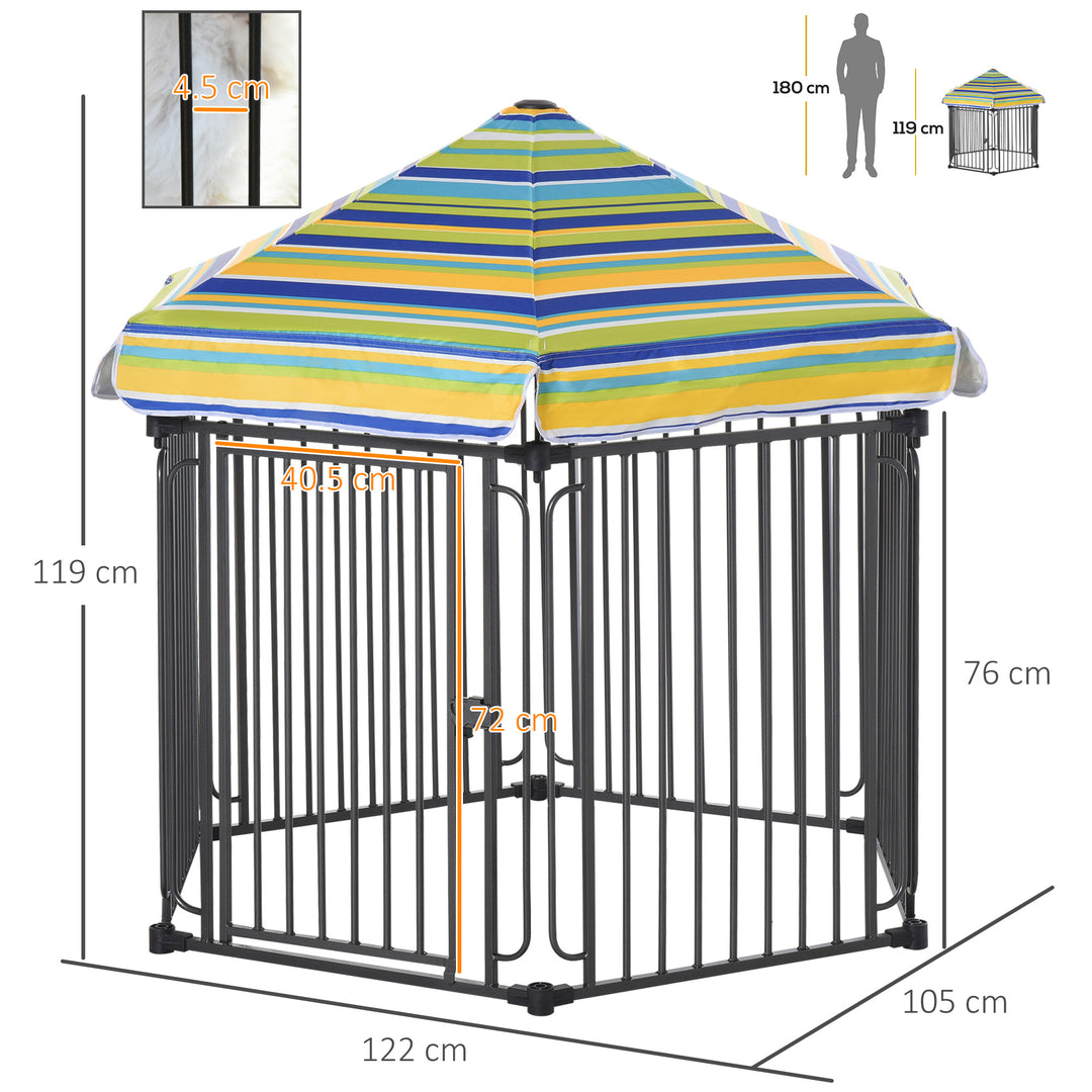 PawHut Heavy-Duty Outdoor Pet Cage Kennel with Weather-Resistant Polyester Roof, Locking Door, &amp; Metal Frame 122cmx105cmx119cm