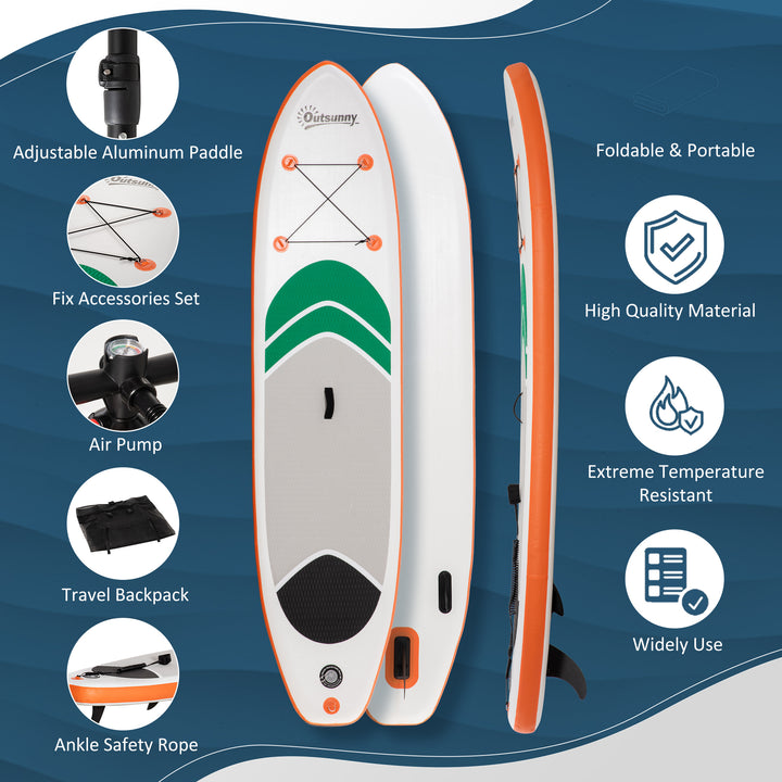 Inflatable 10'6" x 30" x 6" Non-Slip Paddle Stand Up Board w/ Adjustable Aluminium Paddle, ISUP Accessories, 320L x 76W x 15H cm - White