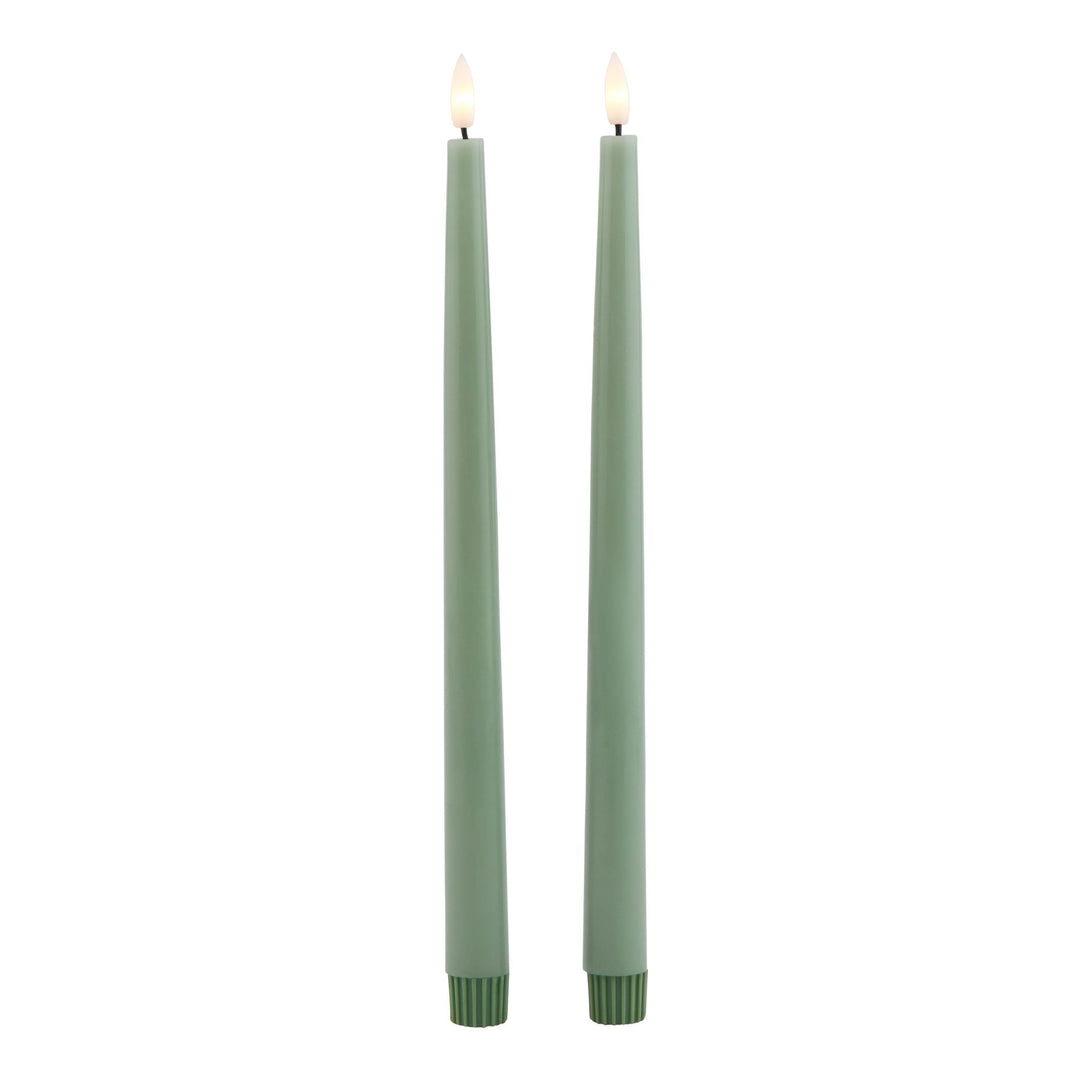 Luxe S/2 Sage LED Wax Dinner Candles