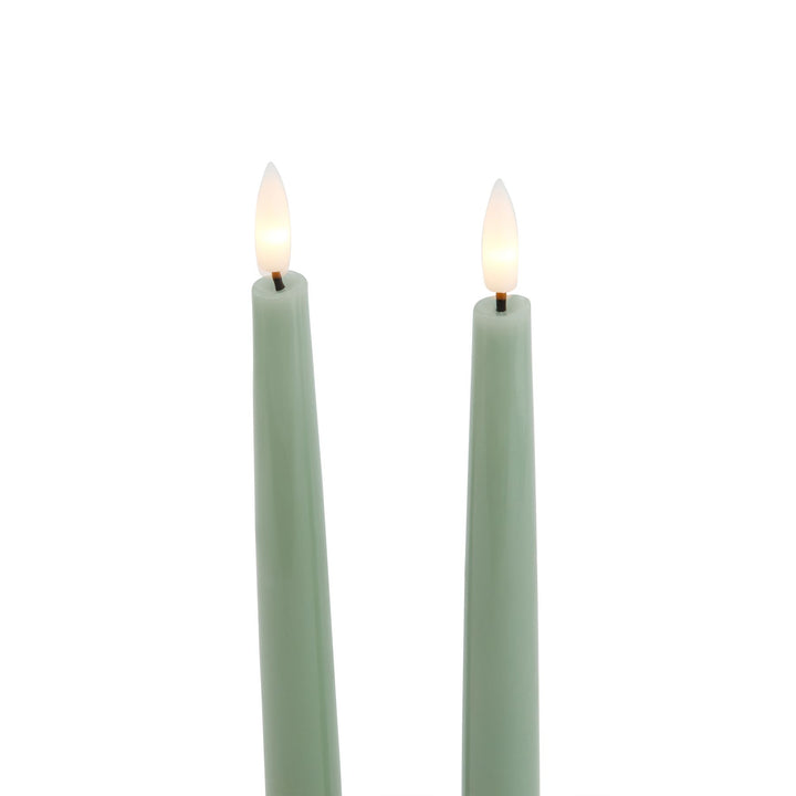 Luxe S/2 Sage LED Wax Dinner Candles